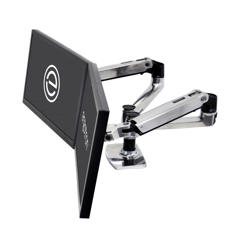 Ergotron LX Dual Desk Mount Side-by-Side Arm Polished Aluminum 45-245-026