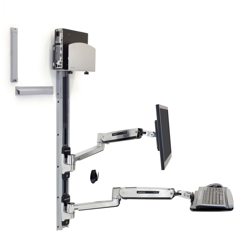 Ergotron LX Sit-Stand Wall Mount System Polished Aluminum 45-358-026