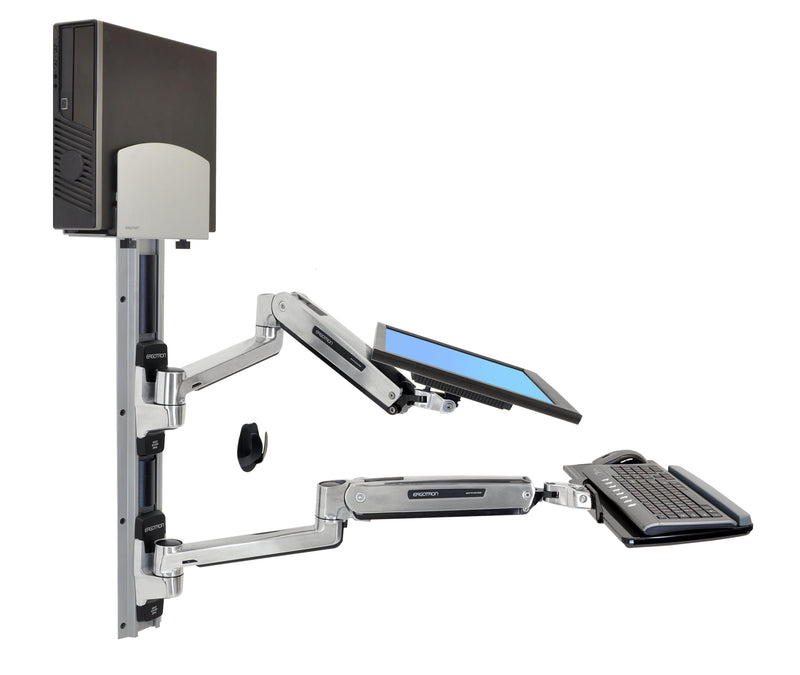 Ergotron LX Sit-Stand Wall Mount System Polished Aluminum 45-358-026