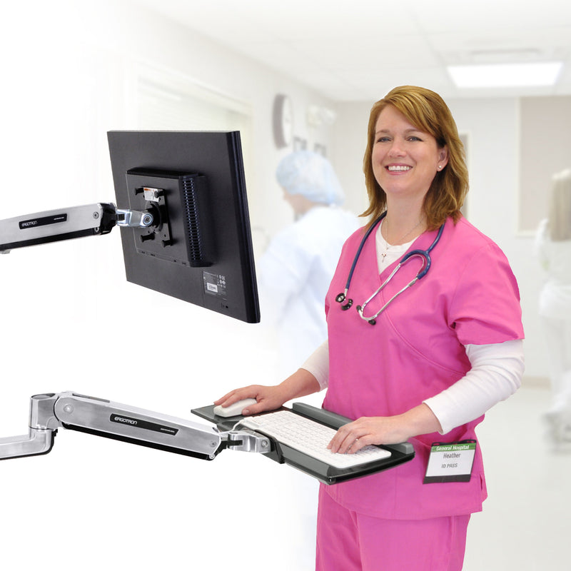 Ergotron LX Sit-Stand Wall Mount System Polished Aluminum 45-358-026