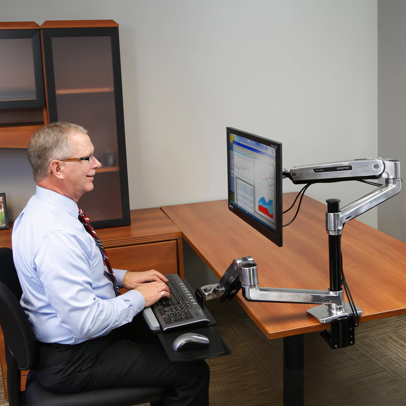 Ergotron LX Sit-Stand Desk Arm Polished Aluminum