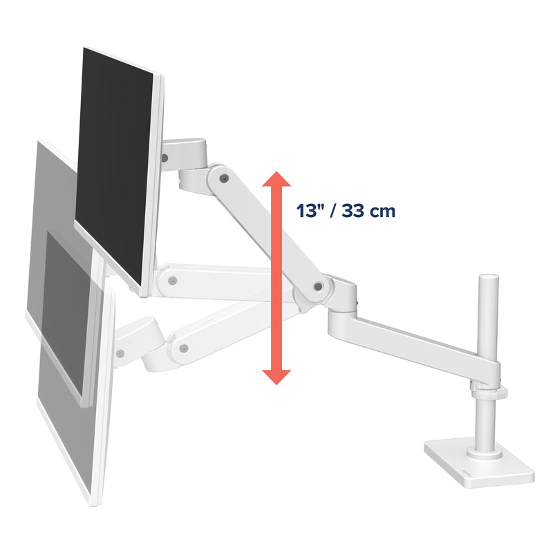 Ergotron LX Pro Tall Pole Desk Monitor Arm White 45-695-290