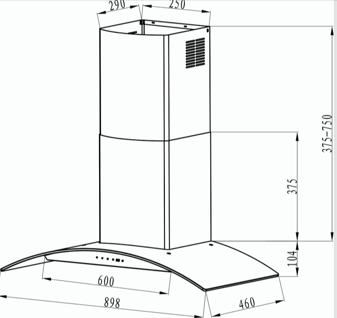 Rinnai RH-C209-GCR Chimney Hood LED Touch Control