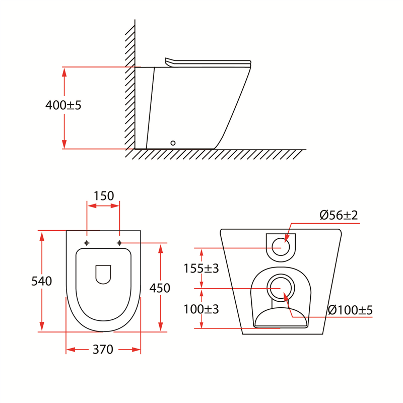 Rubine PF-406P07 Floor Pan Toilet White