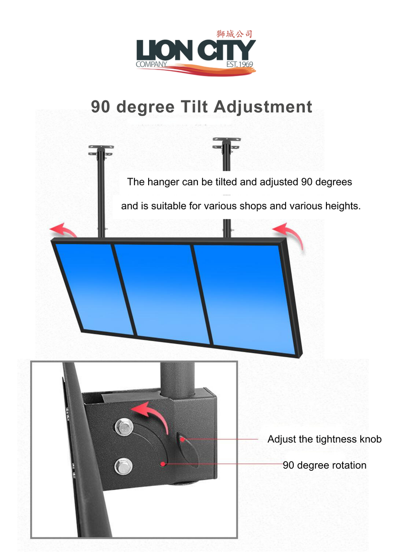 Atlas Multi-Screen LCD TV Bracket Hanger - One Pole Dual Screen 32-42 inches