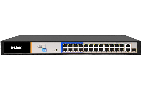 D-Link DES-F1026P-E 26-Port PoE Switch with 24 PoE Ports and 2 Gigabit Uplink Ports