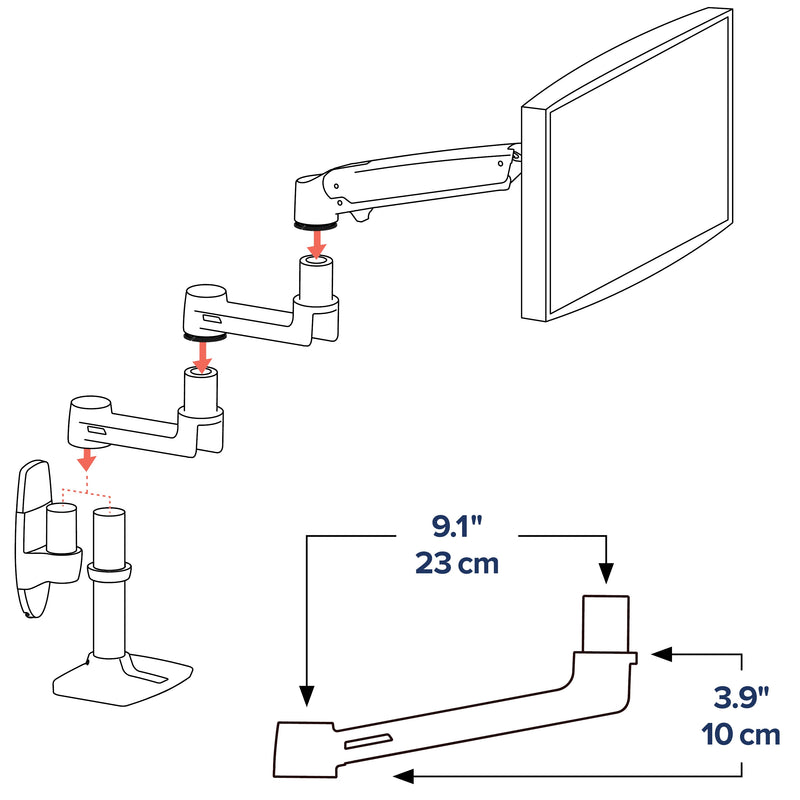 Ergotron LX Extension Polished Aluminum 45-289-026