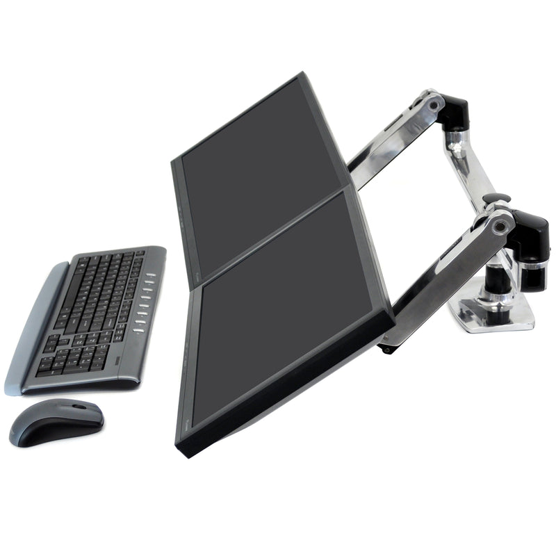Ergotron LX Dual Desk Mount Side-by-Side Arm Polished Aluminum 45-245-026
