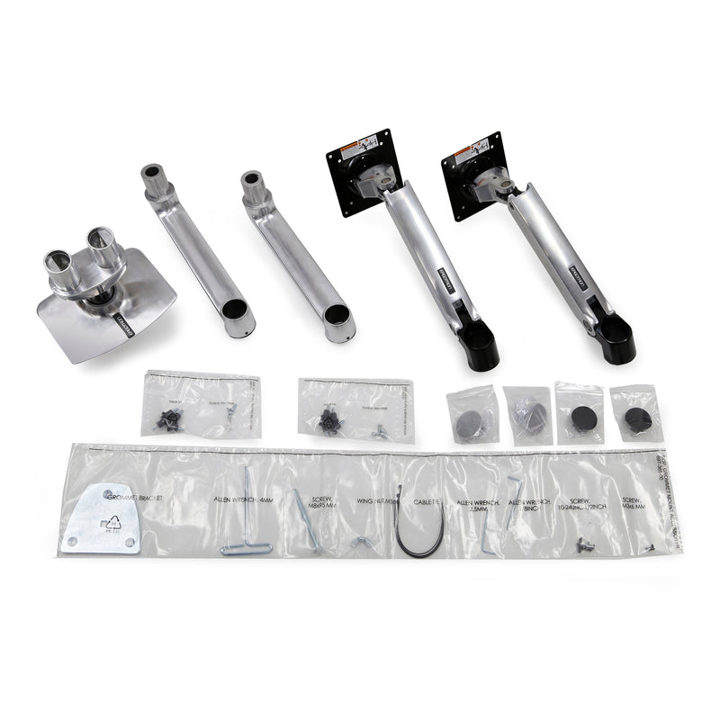Ergotron LX Dual Desk Mount Side-by-Side Arm Polished Aluminum 45-245-026