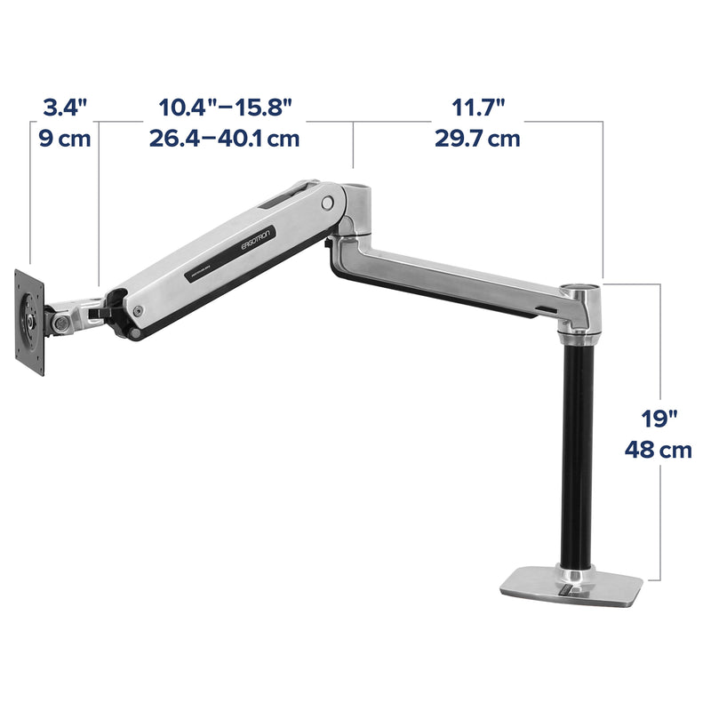Ergotron LX Sit-Stand Desk Arm Polished Aluminum