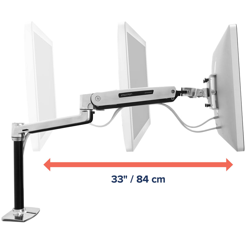 Ergotron LX HD Sit-Stand Desk Arm Polished Aluminum 45-384-026