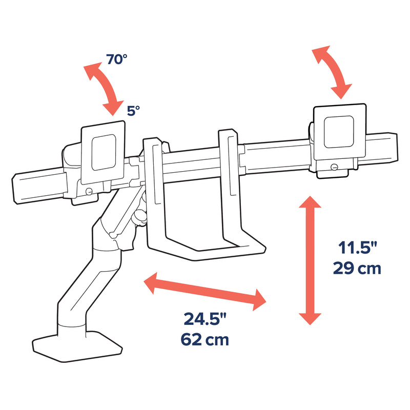 Ergotron HX Dual Monitor Desk Arm Black 45-476-224