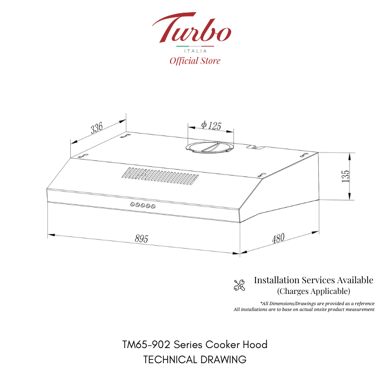 Turbo Italia TIA800B-BK Induction Hob + TM65-902 Cooker Hood Bundle