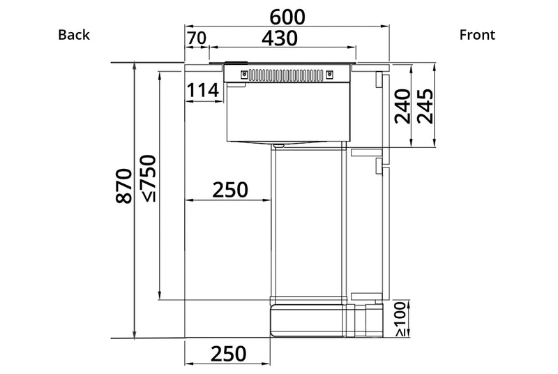 Tecno 73cm 2-Zone Induction Hob with Downdraft Hood TIR 7320-PS