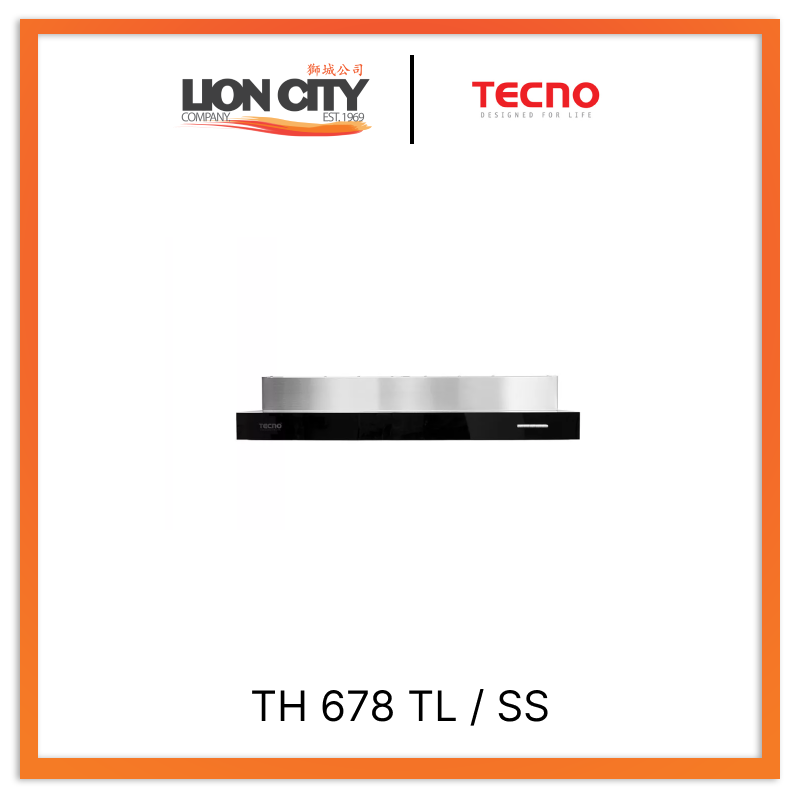 TECNO Uno TH 678 TL / SS Slim Line Cooker Hood 60cm, Twin Motor, 550m³/hr