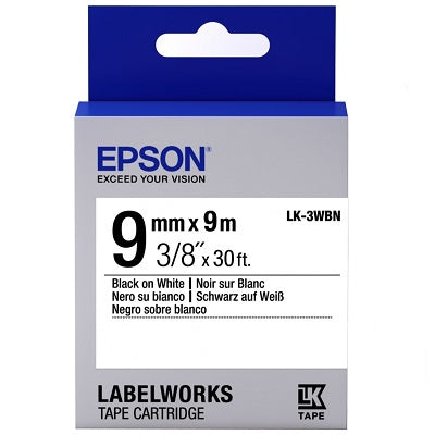Epson LK-3WBN Black on White Tape 9mm x 9m
