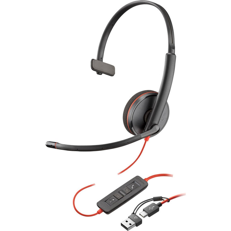 HP Poly Blackwire 3210 Monaural USB-C and USB-A Headset