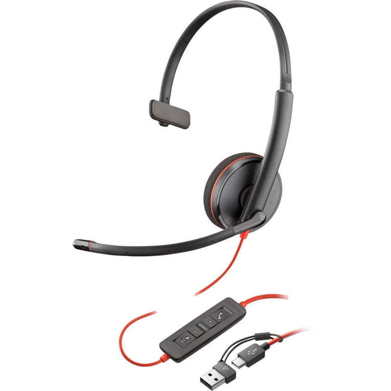 HP Poly Blackwire 3310 Monaural UC USB-C&A Headset