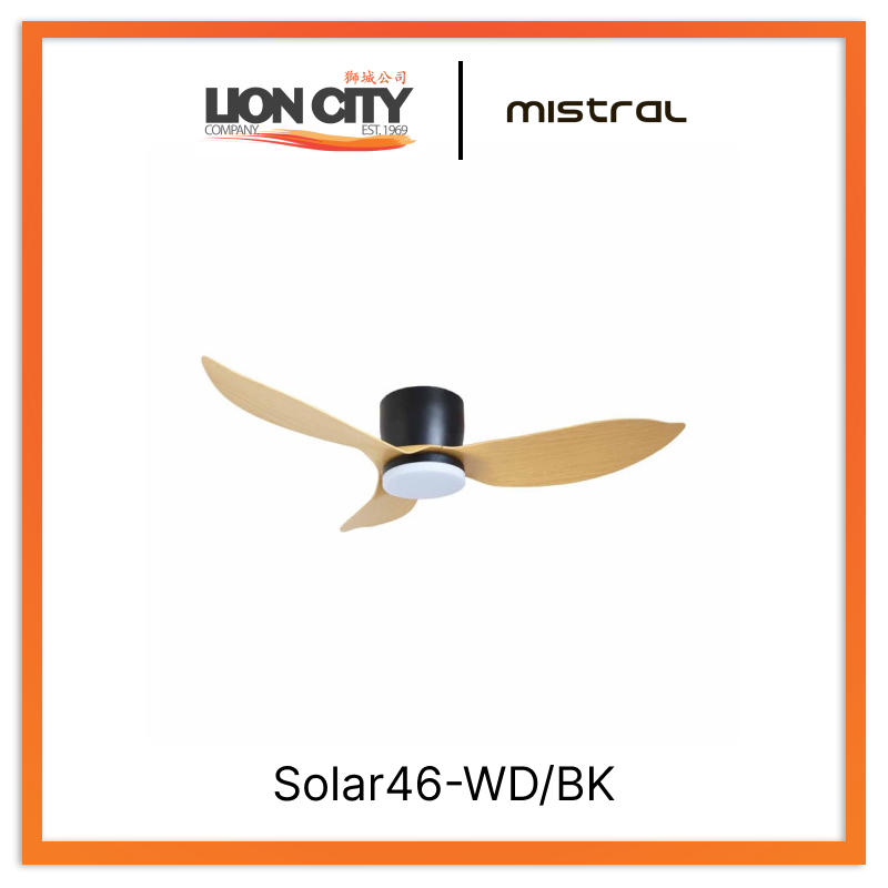 MISTRAL Solar46-WD/BK Ceiling Fan-46" Huggger 24W LED