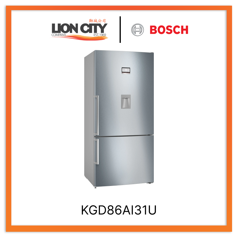 BOSCH KGD86AI31U Series 6 Free-Standing Fridge-Freezer With Freezer At Bottom 186 x 86 cm Brushed Steel (With Anti-Fingerprint)