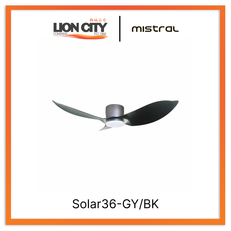 MISTRAL Solar36-GY/BK Ceiling Fan-36" Huggger 24W LED