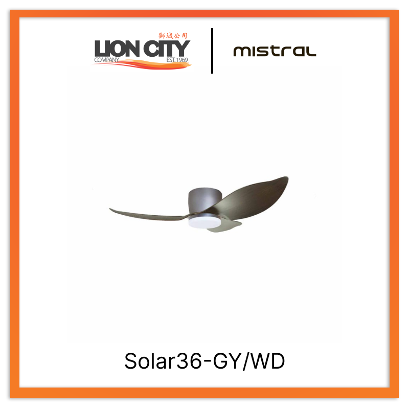 MISTRAL Solar36-GY/WD Ceiling Fan-36" Huggger 24W LED