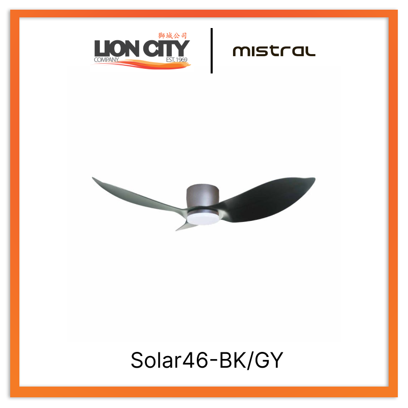 MISTRAL Solar46-BK/GY Ceiling Fan-46" Huggger 24W LED