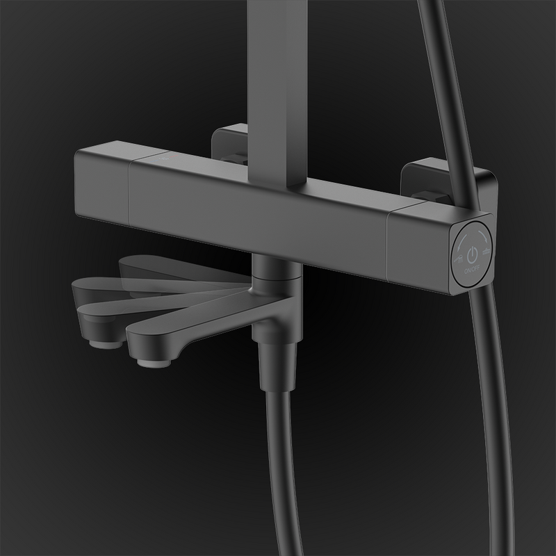 Rubine RSC-THERMO-S41-BK Rainshower Column Mixer Matte Black