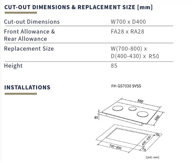 Fujioh FH-GS7030 SVSS 3-Burner Gas Hob