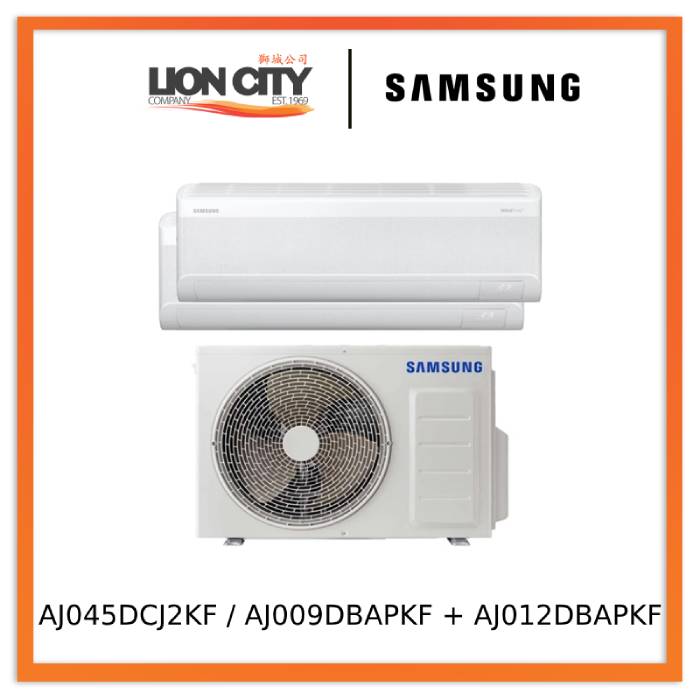 Samsung AJ045DCJ2KF / AJ009DBAPKF + AJ012DBAPKF Windfree System 2 Aircon (9k + 12k)