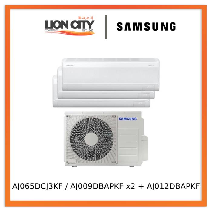 Samsung AJ065DCJ3KF / AJ009DBAPKF x2 + AJ012DBAPKF Windfree System 3 Aircon (9k X2 + 12k)