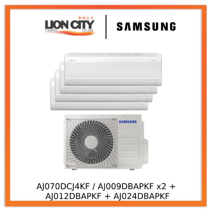 Samsung AJ070DCJ4KF / AJ009DBAPKF x2 + AJ012DBAPKF + AJ024DBAPKF Windfree System 4 Aircon (9k X2 +12k + 24k)
