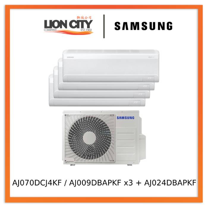Samsung AJ070DCJ4KF / AJ009DBAPKF x3 + AJ024DBAPKF Windfree System 4 Aircon (9k X3 + 24k)