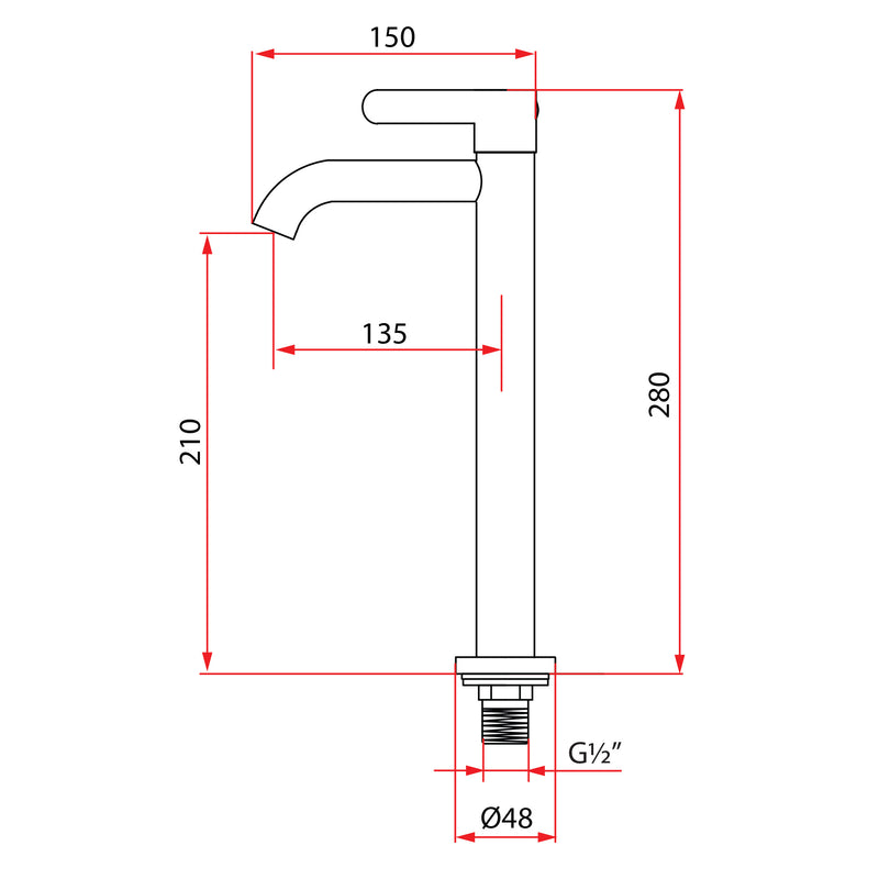 Rubine ALTA P91325L Tall Basin Tap Chrome