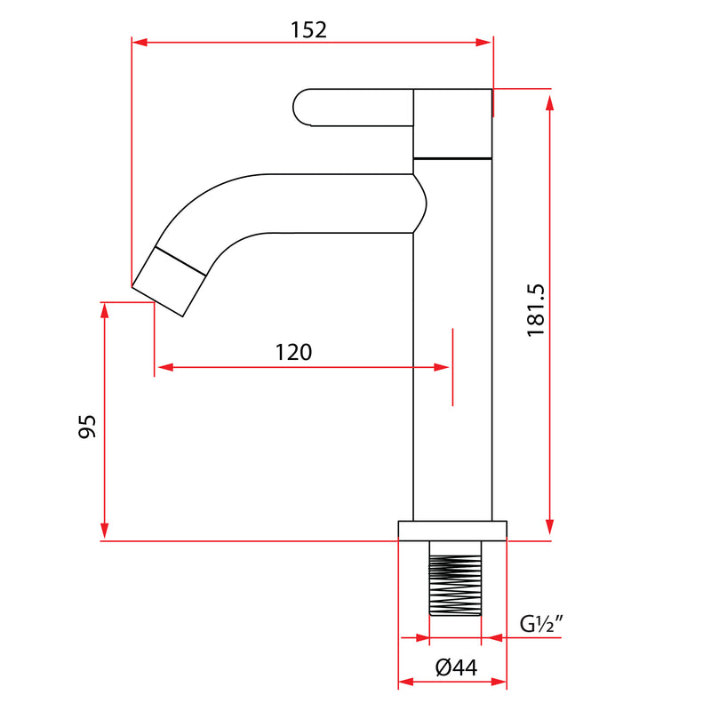 Rubine ALTA P91325M SS Basin Tap Stainless Steel