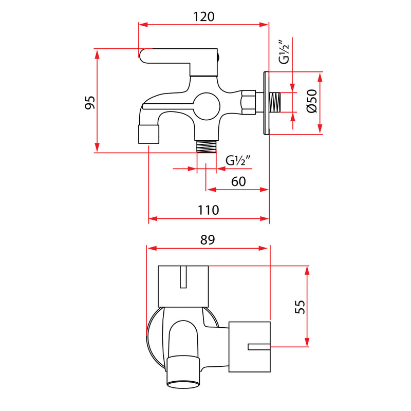 ALTA T91331 2-Way Tap Chrome