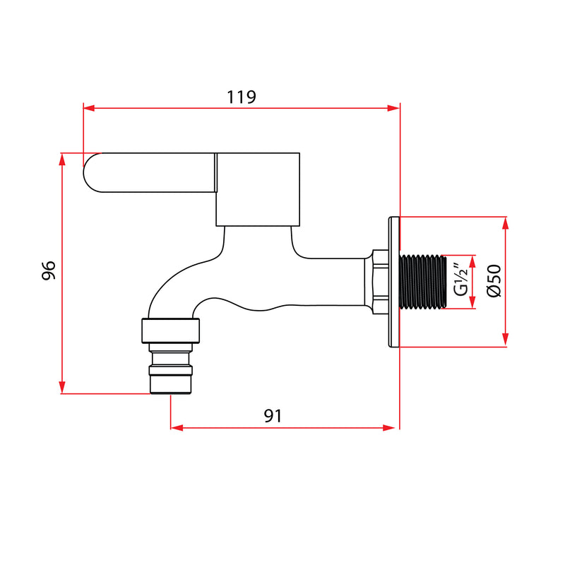 ALTA U91375 SS Union Tap Stainless Steel