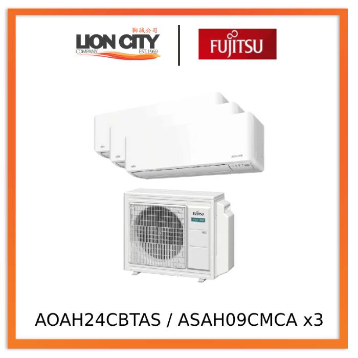 Fujitsu AOAH24CBTAS / ASAH09CMCA x3 Airstage System 3 Aircon (9k X3)