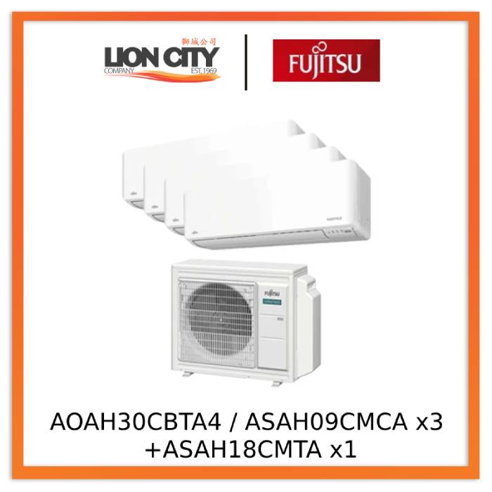 Fujitsu AOAH30CBTA4 / ASAH09CMCA x3 + ASAH18CMTA x1 Airstage System 4 Aircon (9k X3 + 18k)