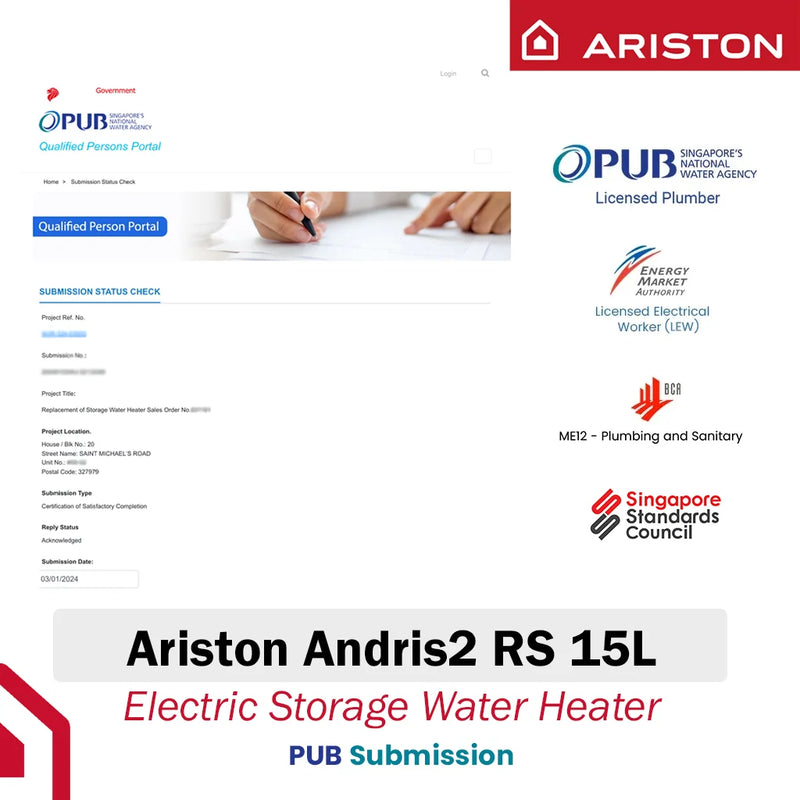 Ariston 15L Storage Water Heater Andris2 RS 15L