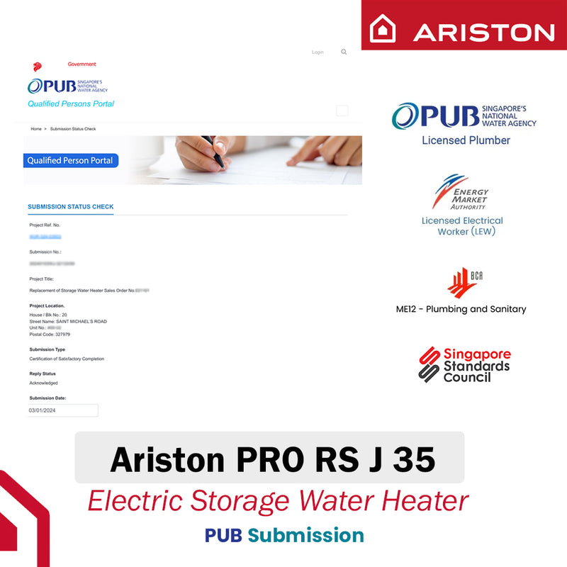 Ariston 35L Storage Water Heater Pro RS J 35 3.0 SIN