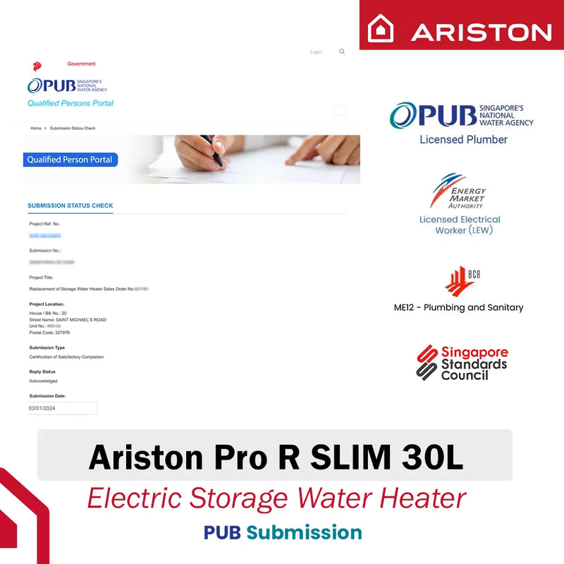 Ariston 30L Storage Water Heater Pro R Slim 30L