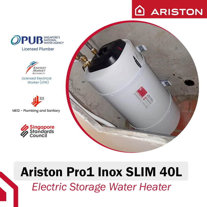 Ariston 40L Storage Water Heater Pro1 R Inox SLIM 40L
