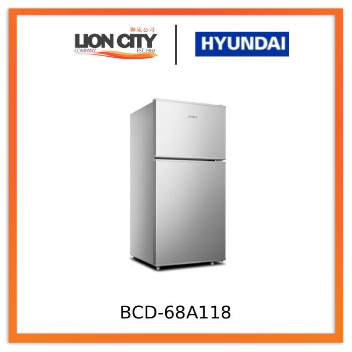 Hyundai BCD-68A118 68L Small Refrigerator with Double Doors for Rental and Dormitory