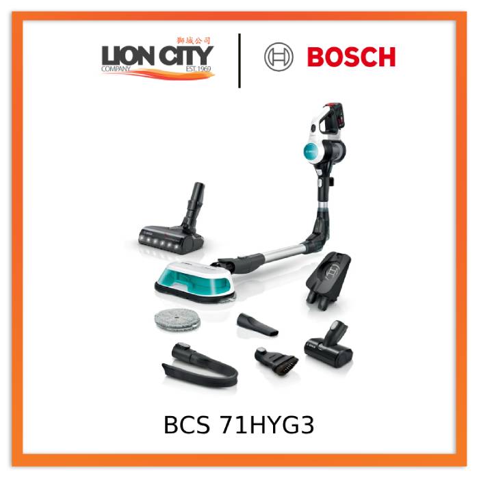 Bosch BCS71HYG3 Rechargeable 2 in 1 Vacuum and Mop Unlimited 7 ProHygienic Aqua White