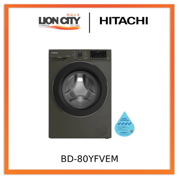 Hitachi BD-80YFVEM Front Loading - Washer Steam & Hygiene Easy Iron Inverter