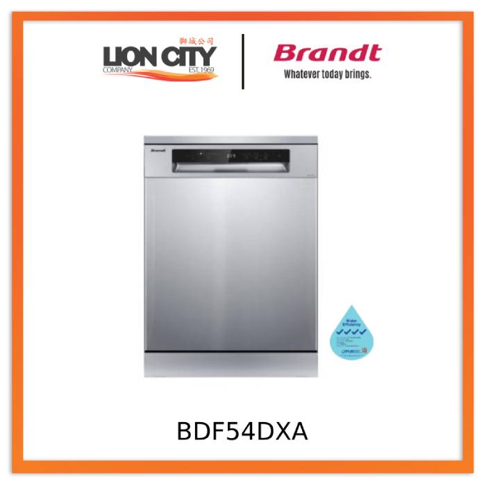 Brandt BDF54DXA Free Standing Dishwasher Silver Lion City Company
