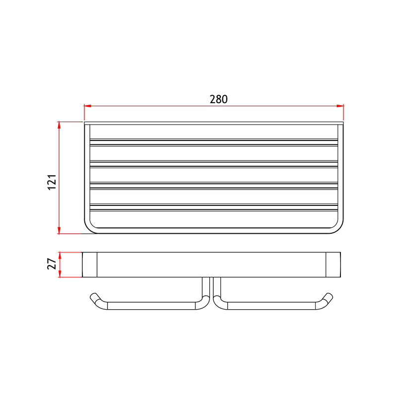 Rubine BO 3108-2 BK.WD Double Paper Holder with Shelf Matte Black / Wood