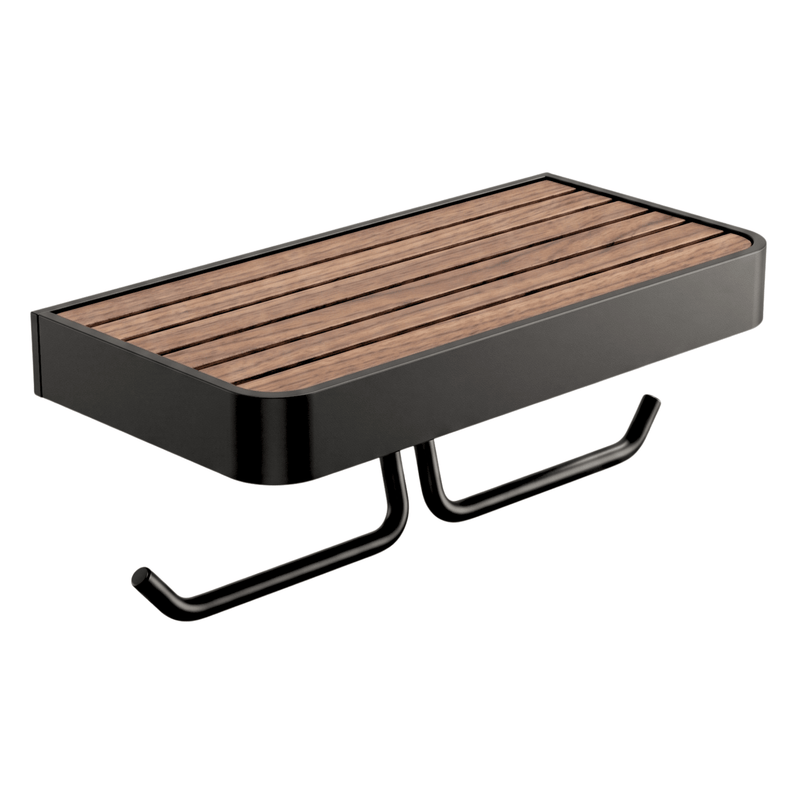 Rubine BO 3108-2 BK.WD Double Paper Holder with Shelf Matte Black / Wood