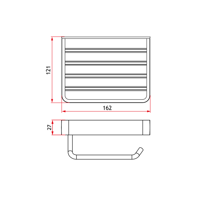 Rubine BO 3108 BK.WD Paper Holder with Shelf